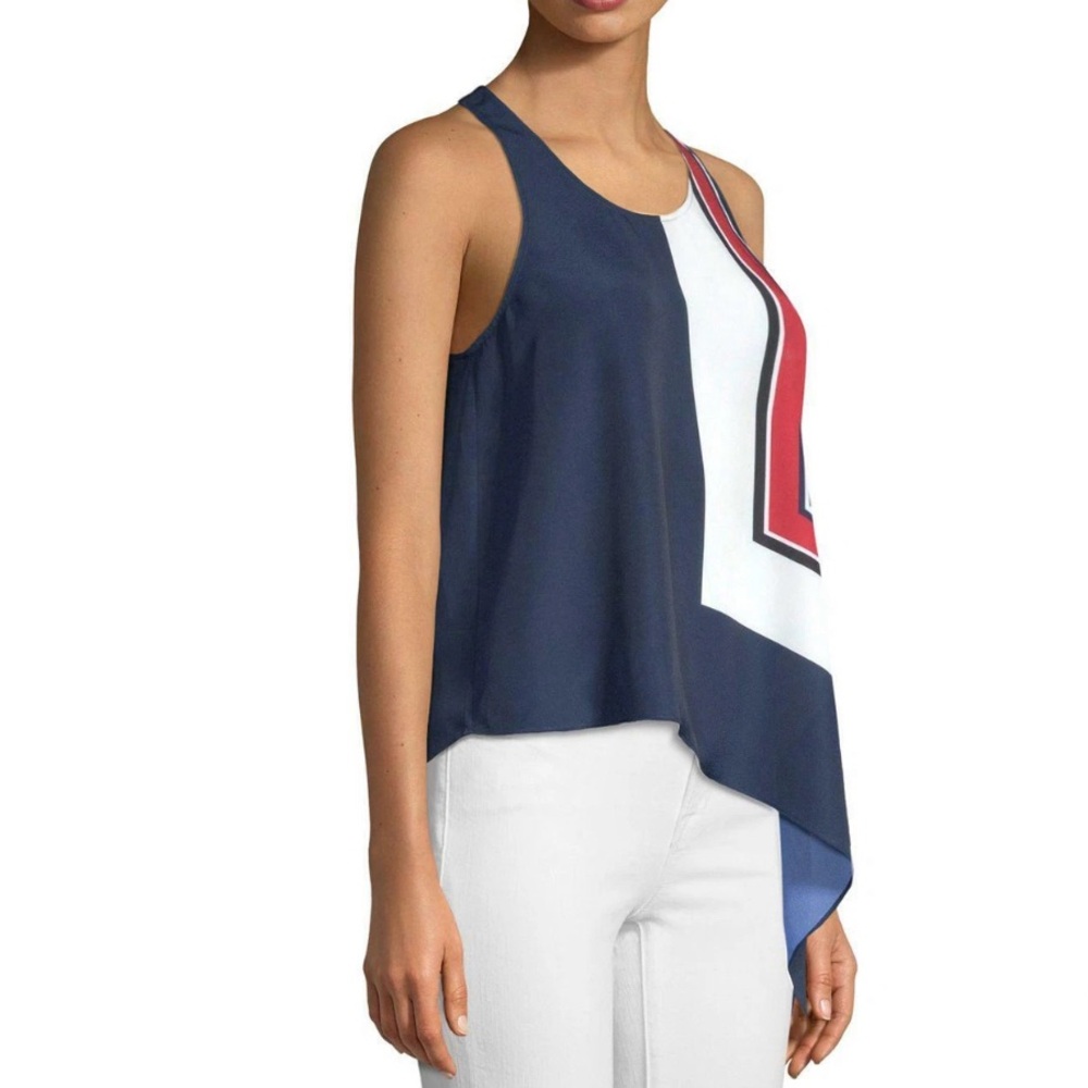 Joie Navy and White Asymmetrical Tank Top